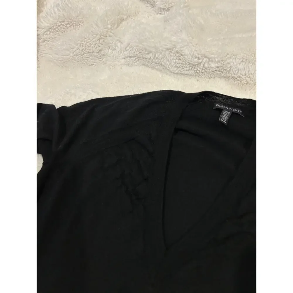 Eileen Fisher Womens Pullover VNeck Wool Italian XS Teacher Preppy Designer Rich